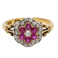 Edwardian old European cut diamond and ruby ring-The Antique Ring Shop