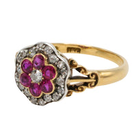 Edwardian old European cut diamond and ruby ring-The Antique Ring Shop