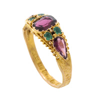 Victorian garnet and emerald ring from 1872-Antique rings-The Antique Ring Shop