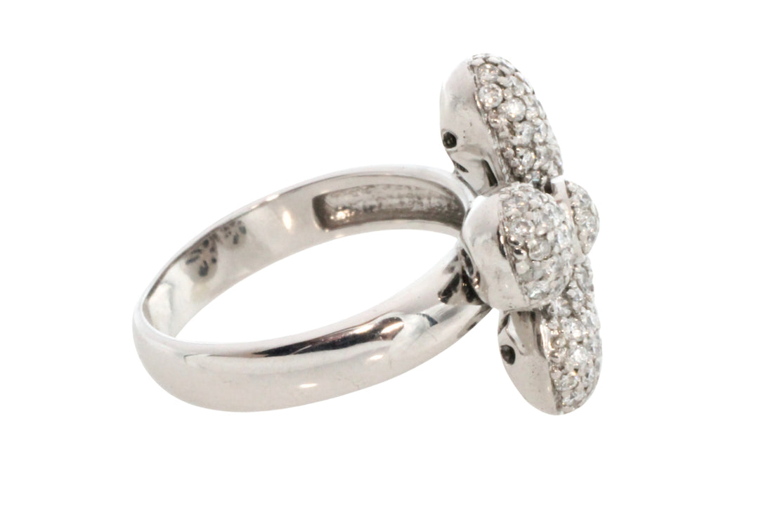 White gold flower ring with diamonds-Vintage Rings-The Antique Ring Shop