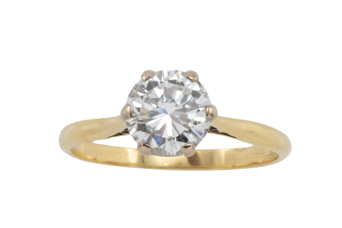 Vintage brilliant cut diamond solitaire ring-engagement rings-The Antique Ring Shop