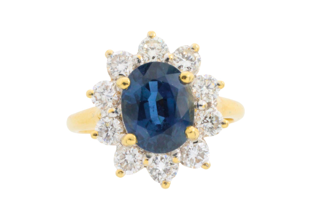 Vintage Sapphire and Diamond cluster-engagement rings-The Antique Ring Shop