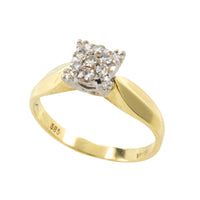 14 carat gold solitaire style ring with diamonds-engagement rings-The Antique Ring Shop