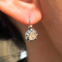 Rose diamond pendant earrings in silver and gold-Earrings-The Antique Ring Shop