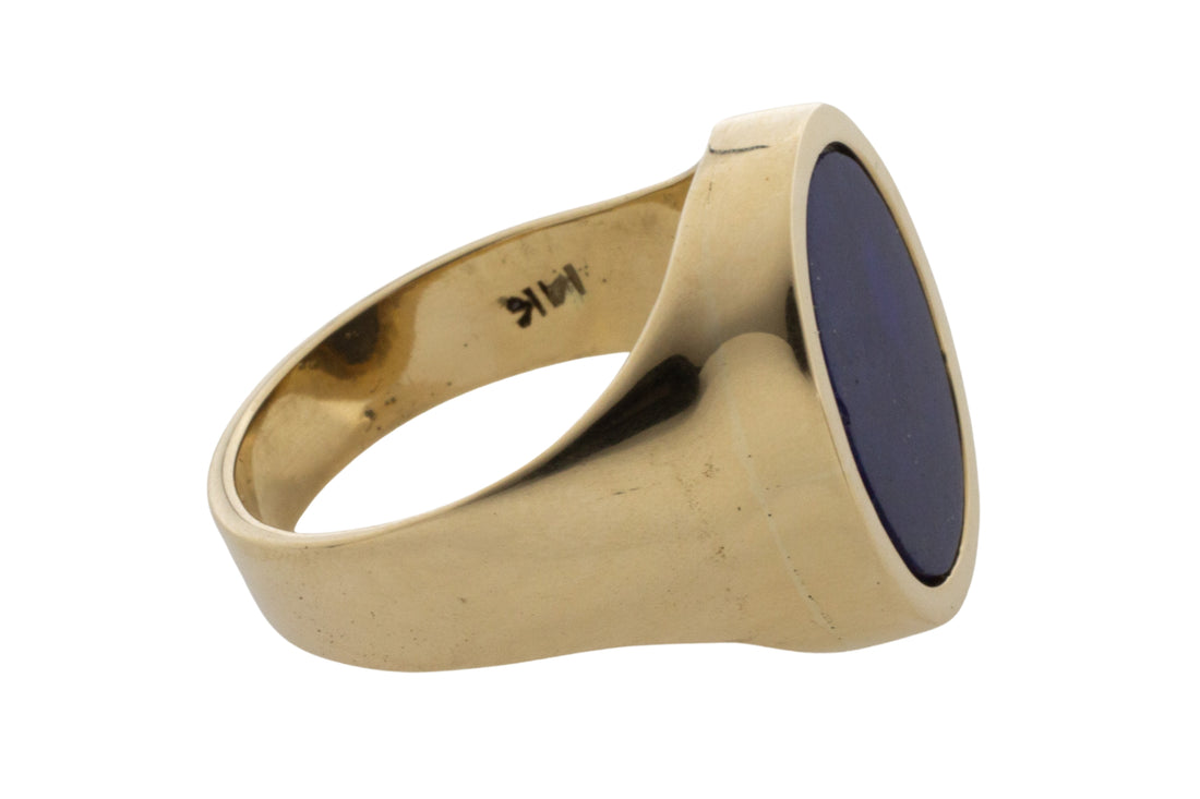 Lapiz signet ring in 14 carat gold-gents rings-The Antique Ring Shop