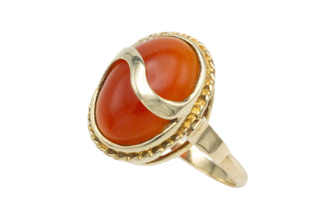 Cabochon carnelian ring in 14 carat gold-Vintage Rings-The Antique Ring Shop