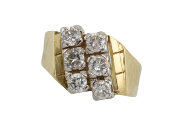 Diamond vertical row ring-Vintage Rings-The Antique Ring Shop