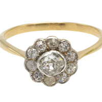 Vintage cluster ring in 18 carat gold and silver-Vintage Rings-The Antique Ring Shop