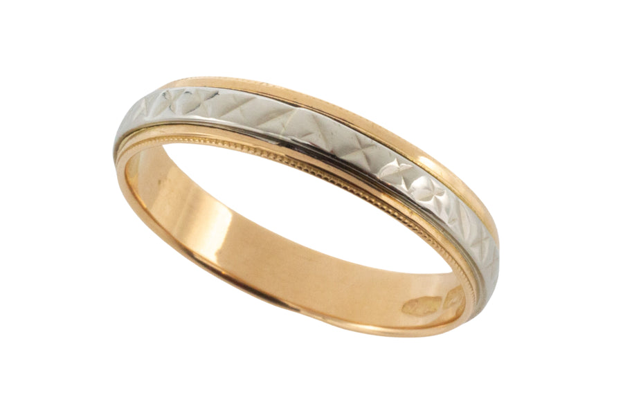 18 carat white and yellow gold band-wedding rings-The Antique Ring Shop