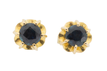 Sapphire studs in 14 carat gold-Earrings-The Antique Ring Shop