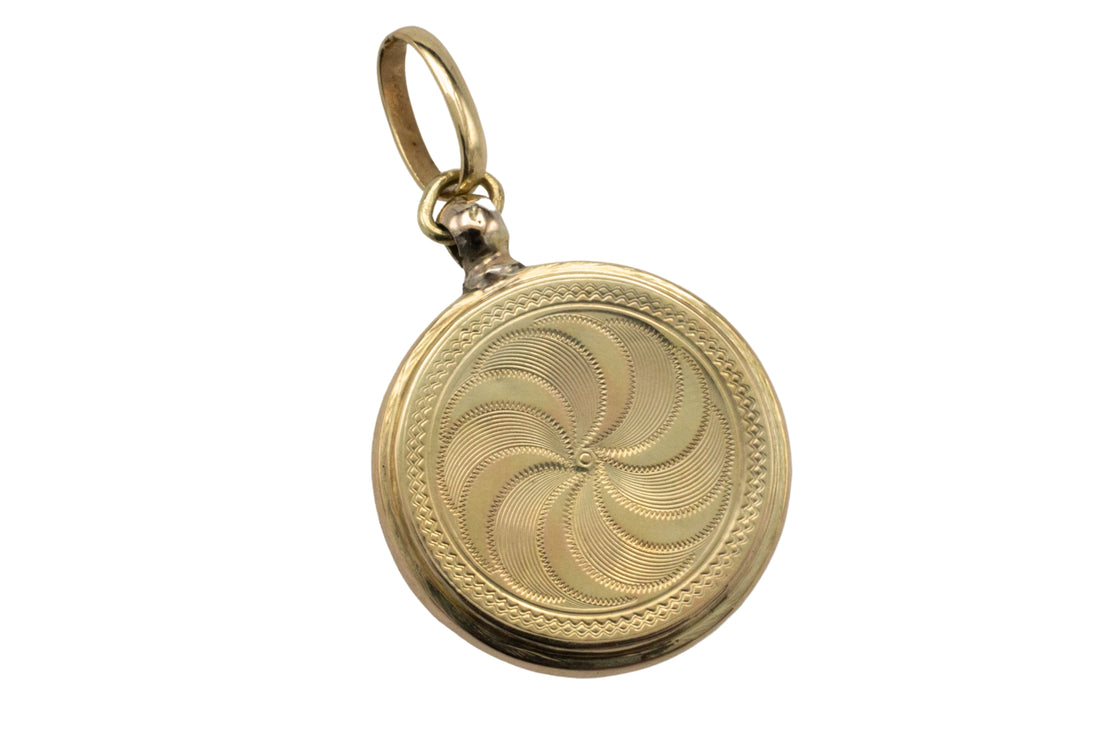 Antique 14 carat gold photo locket-Pendants-The Antique Ring Shop