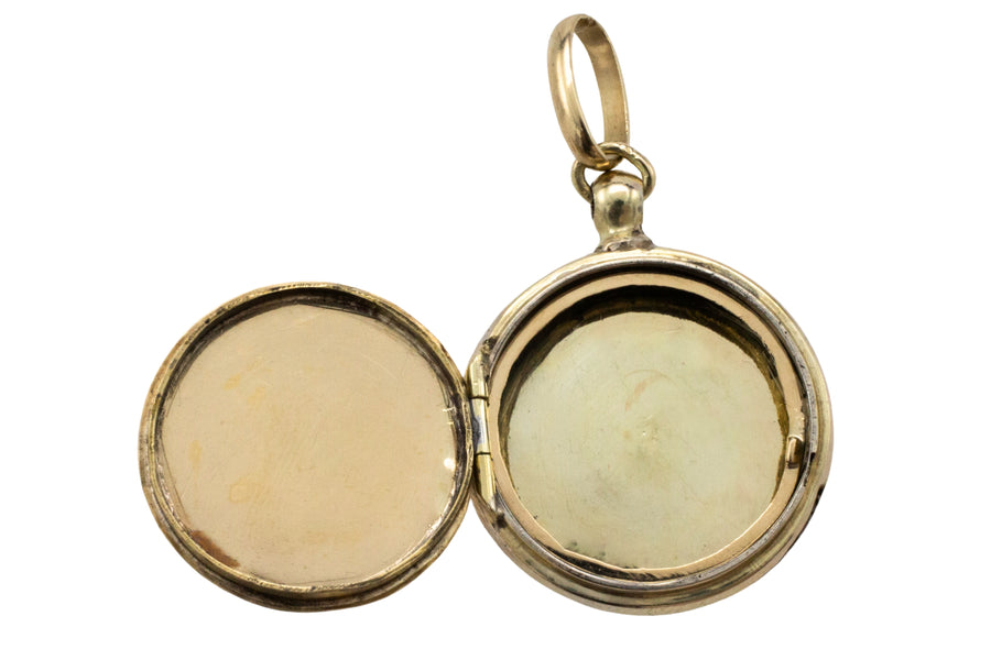 Antique 14 carat gold photo locket-Pendants-The Antique Ring Shop