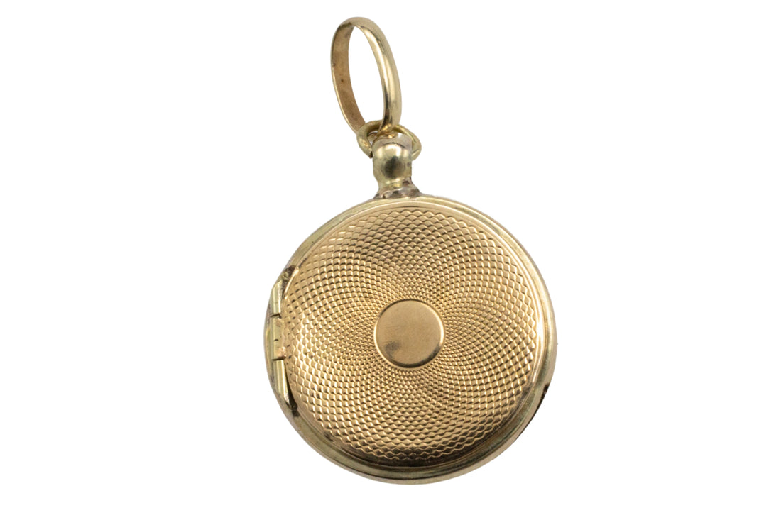 Antique 14 carat gold photo locket-Pendants-The Antique Ring Shop