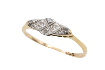 Vintage platina en gouden diamanten ring