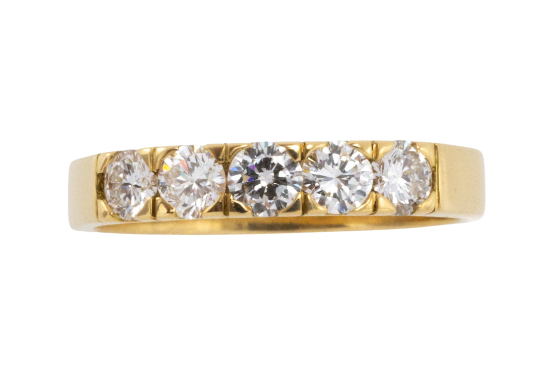 Five stone diamond row ring-Vintage rings-The Antique Ring Shop