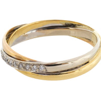 Tri color gold band with diamonds-vintage rings-The Antique Ring Shop