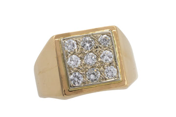 Diamond signet ring in 18 carat gold-gents rings-The Antique Ring Shop