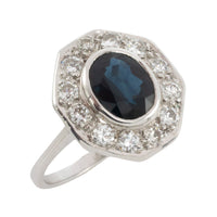 White gold sapphire and diamond ring-engagement rings-The Antique Ring Shop