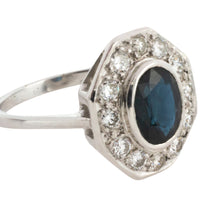 White gold sapphire and diamond ring-engagement rings-The Antique Ring Shop