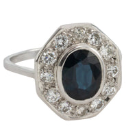 White gold sapphire and diamond ring-engagement rings-The Antique Ring Shop