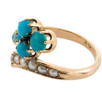 Antique turquoise and pearl ring in 14 carat gold-Antique rings-The Antique Ring Shop