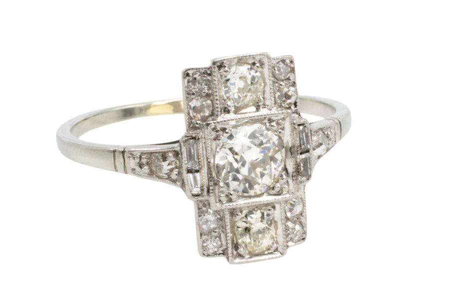 Art Deco platinum ring with diamonds-Antique rings-The Antique Ring Shop