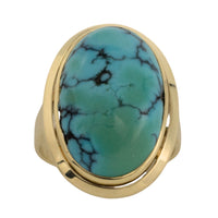 Cabochon turquoise ring in 14 carat gold-Vintage Rings-The Antique Ring Shop