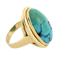 Cabochon turquoise ring in 14 carat gold-Vintage Rings-The Antique Ring Shop