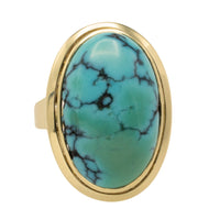 Cabochon turquoise ring in 14 carat gold-Vintage Rings-The Antique Ring Shop