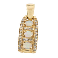 Opal and diamond pendant in 14 carta gold-Pendants-The Antique Ring Shop