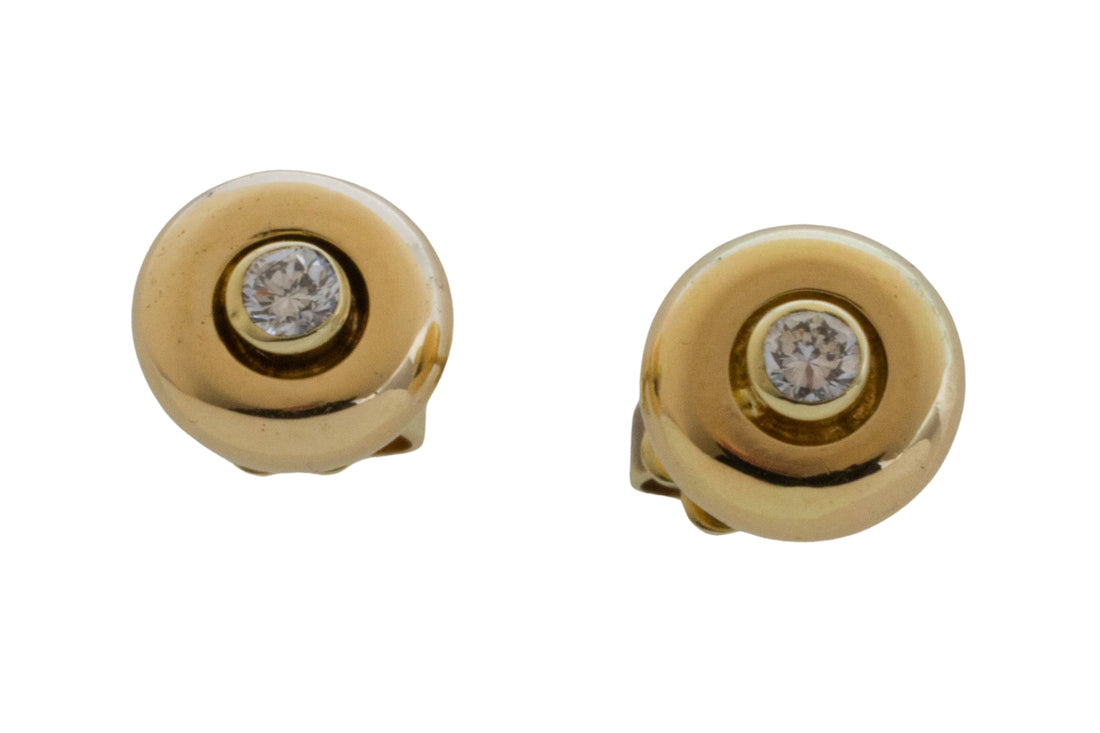 Diamond button studs in 14 carat gold-Earrings-The Antique Ring Shop