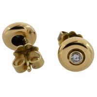 Diamond button studs in 14 carat gold-Earrings-The Antique Ring Shop