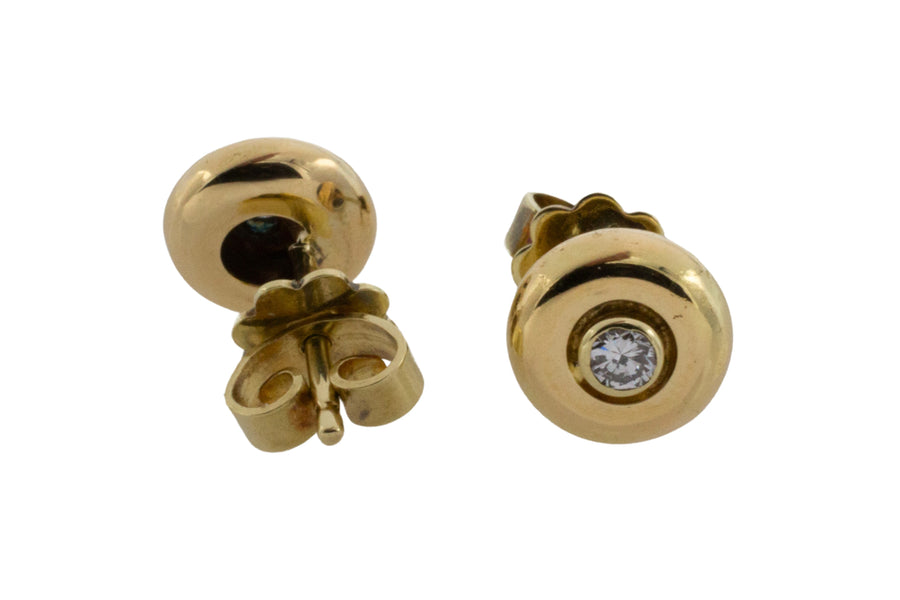 Diamond button studs in 14 carat gold-Earrings-The Antique Ring Shop