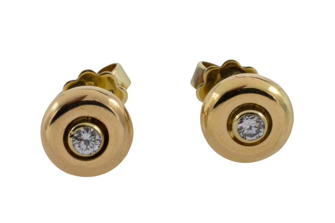 Diamond button studs in 14 carat gold-Earrings-The Antique Ring Shop