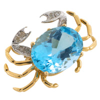 Crab brooch with topaz and diamonds-Brooches-The Antique Ring Shop