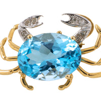 Crab brooch with topaz and diamonds-Brooches-The Antique Ring Shop