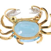 Crab brooch with topaz and diamonds-Brooches-The Antique Ring Shop