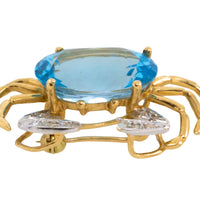 Crab brooch with topaz and diamonds-Brooches-The Antique Ring Shop