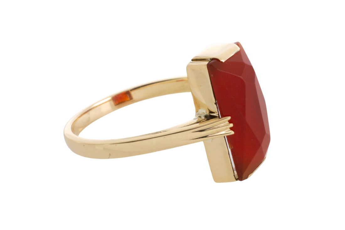 Vinateg faceted carnelian ring-Vintage Rings-The Antique Ring Shop