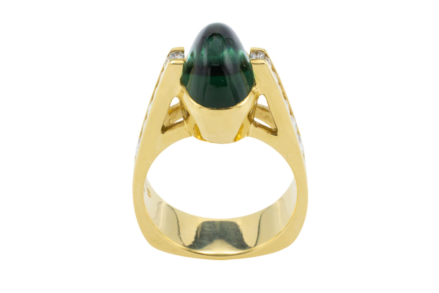 Vintage tourmaline and diamond ring in 18 carat gold-Vintage Rings-The Antique Ring Shop