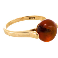 Cabochon amber ring in 14 carat gold-Vintage Rings-The Antique Ring Shop