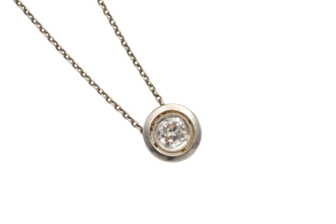 Old cut diamond pendant-Pendants-The Antique Ring Shop