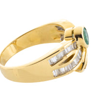 Baguette diamond and emerald ring-Vintage Rings-The Antique Ring Shop