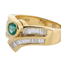 Baguette diamond and emerald ring-Vintage Rings-The Antique Ring Shop