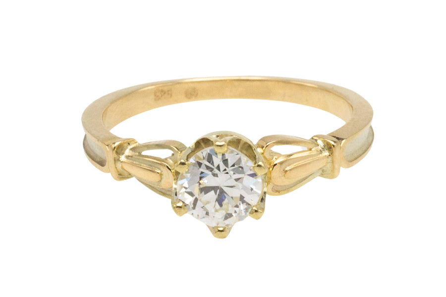 Diamond solitaire ring in 14 carat gold-engagement rings-The Antique Ring Shop