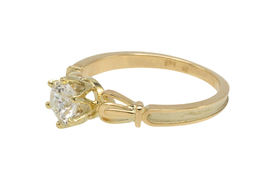 Diamond solitaire ring in 14 carat gold-engagement rings-The Antique Ring Shop