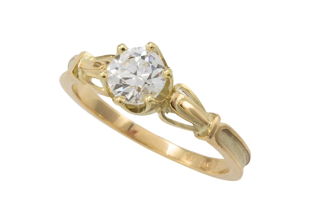 Diamond solitaire ring in 14 carat gold-engagement rings-The Antique Ring Shop