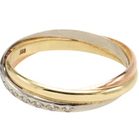 Tri color gold band with diamonds-Vintage Rings-The Antique Ring Shop