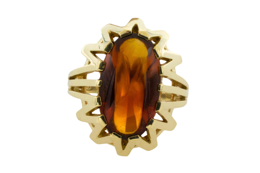 14 carat gold ring with madeira citrine-Vintage Rings-The Antique Ring Shop