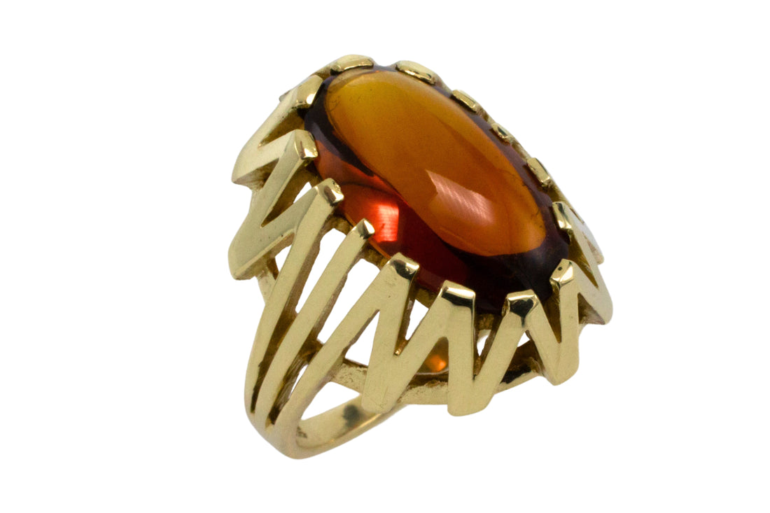 14 carat gold ring with madeira citrine-Vintage Rings-The Antique Ring Shop